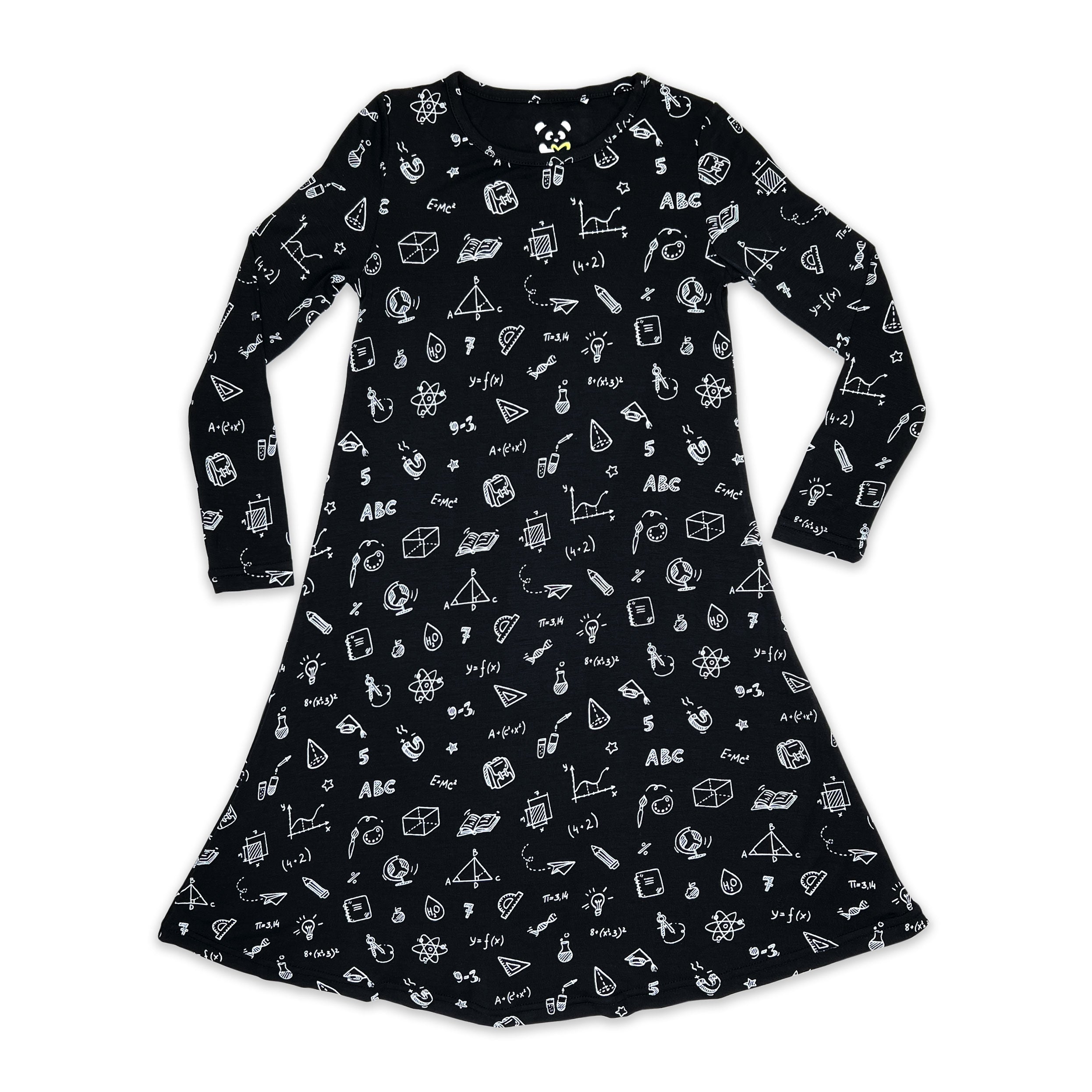 BellaBu Bear Science Lover Bamboo Girls' Long Sleeve Dress