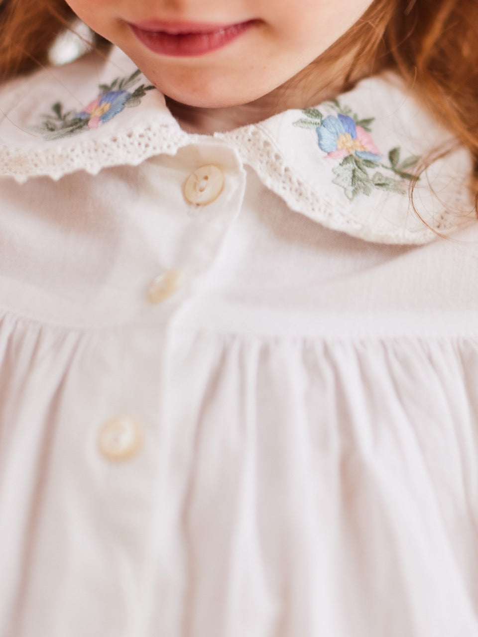 Josephine Girls Petticoat with Lovely Lace Embroidery on the collar in 100% Cotton