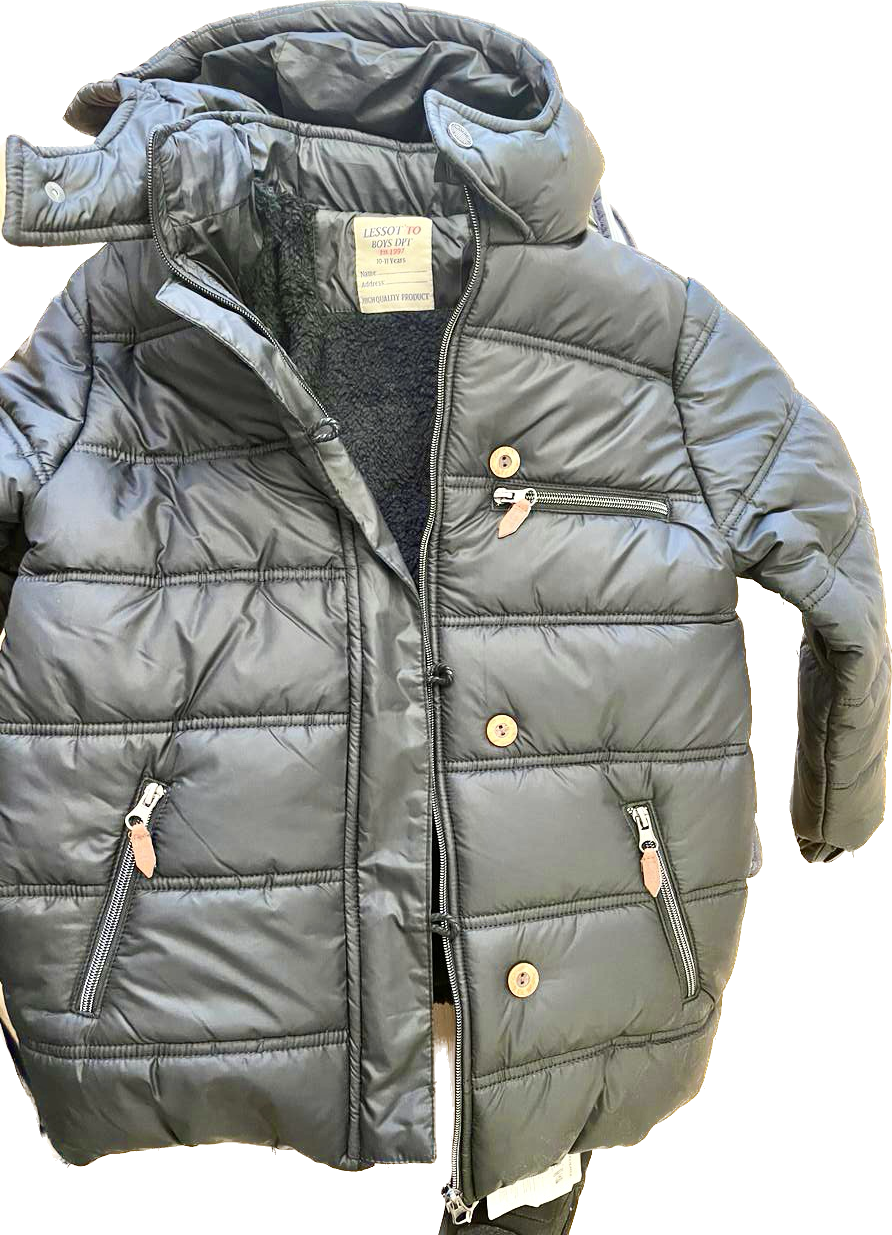 Puffer Coat with Hood (with Faux-Sherpa Lining)