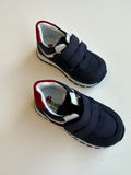 Genuine Leather Shoes w/ Orthopedic Insole - Navy Blue Suede with White & Red