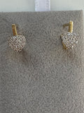 Pave' Puffed Heart (Cubic Zirconia) Earrings - 14K Gold 1.74