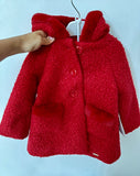 Red Soft Faux-Fur Coat with hood and pockets by Mayoral