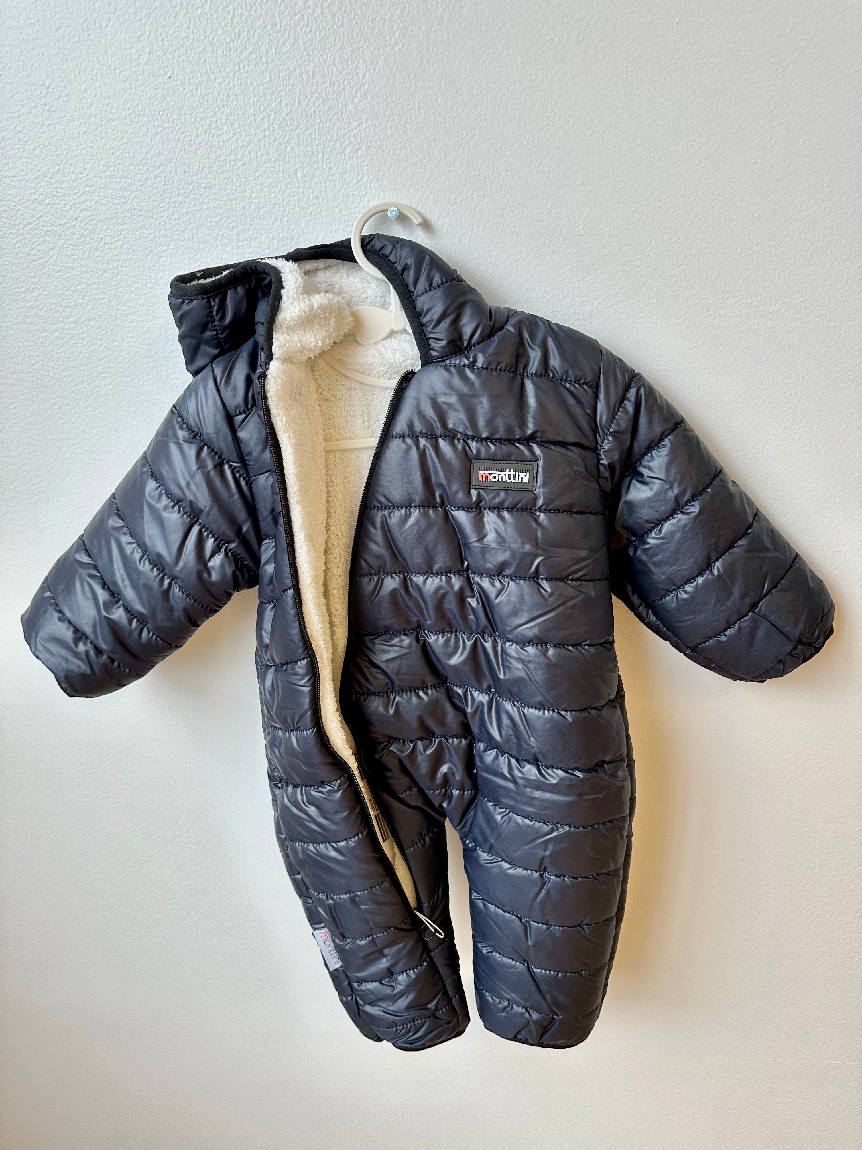 Cozy Toddler Sherpa Lined Puffer Snow Suit (Navy Blue)