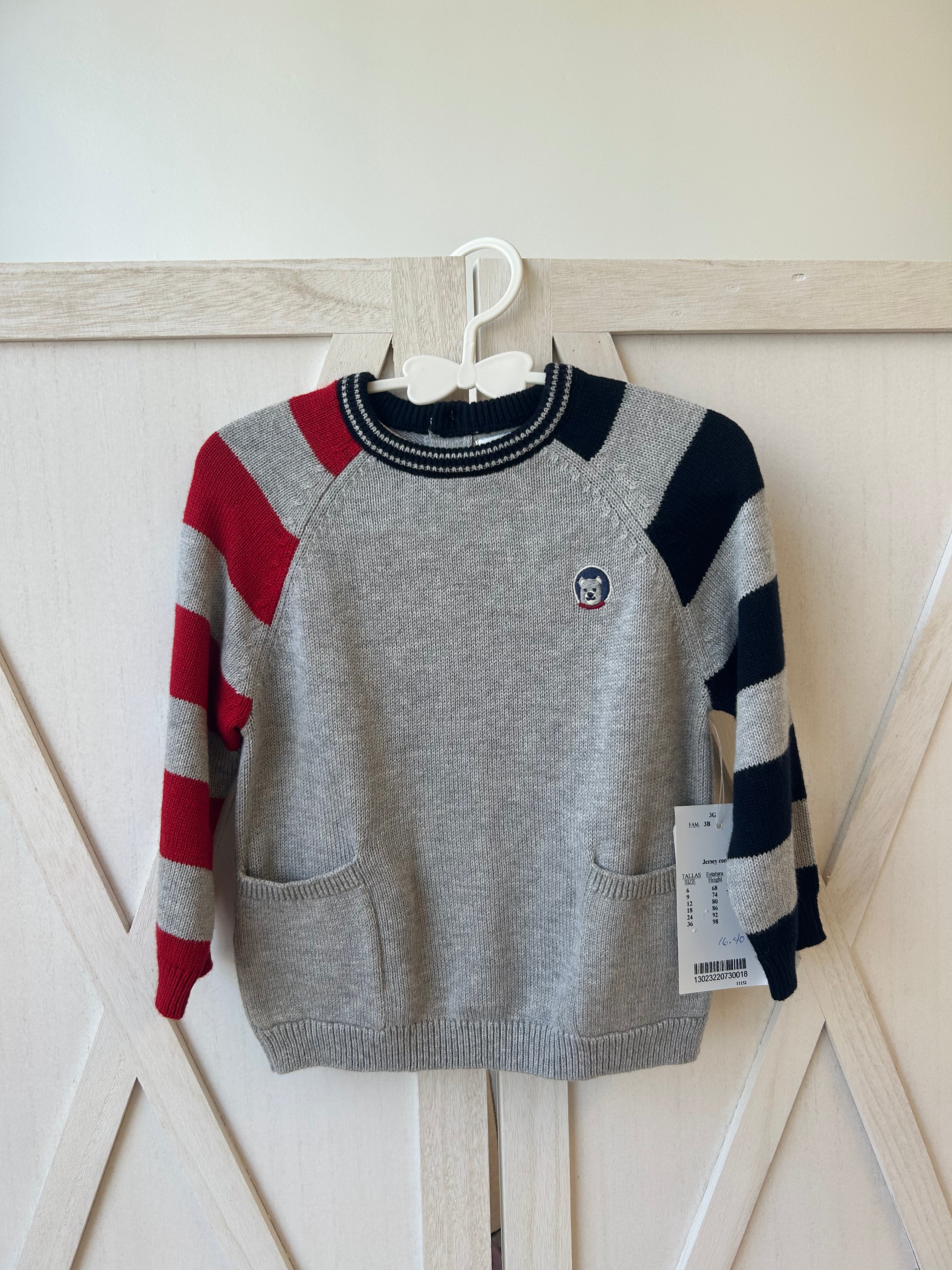 Mayoral Knit Sweater with Striped Sleeves for Baby Boys