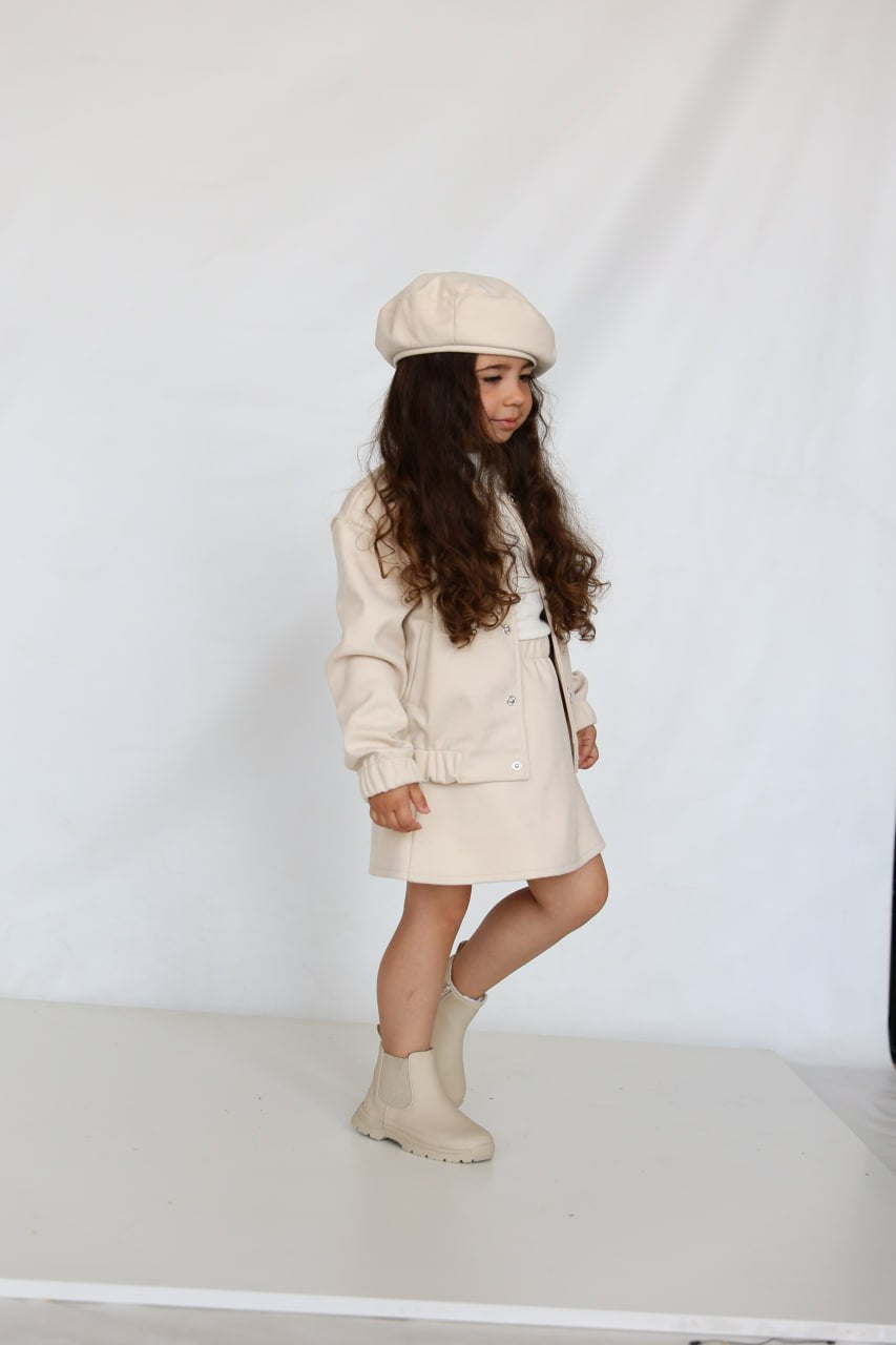 Warm and Cozy 50% cotton 2 piece Skirt and Bomber Jacket Set - DemboHouse, Beatris