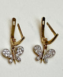 Pave' Dragonfly (post) Earrings - 14K Gold 1.85