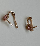 Pink Quartz with Cubic Zirconia Halo Earrings - 14K Rose Gold 1.06