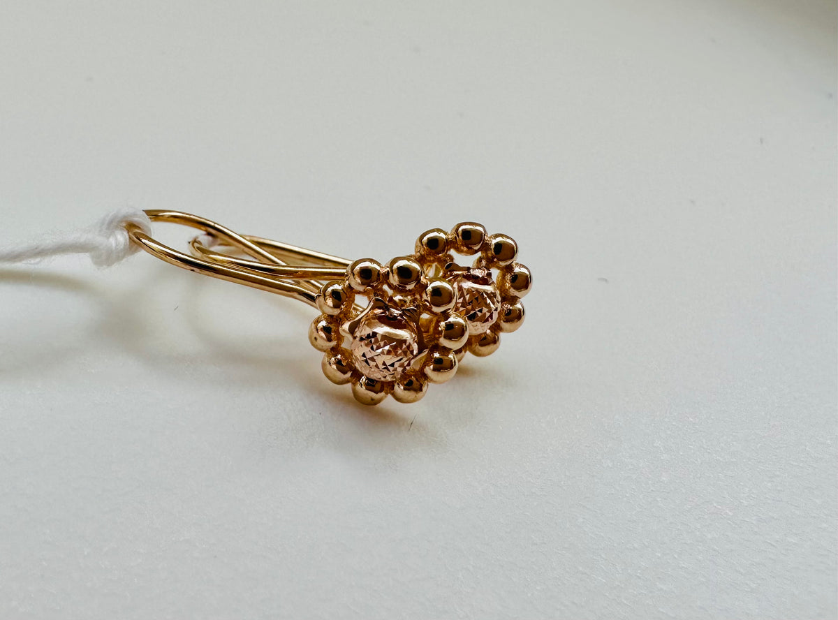 Beaded Flower Earrings - 14K Rose Gold 1.09