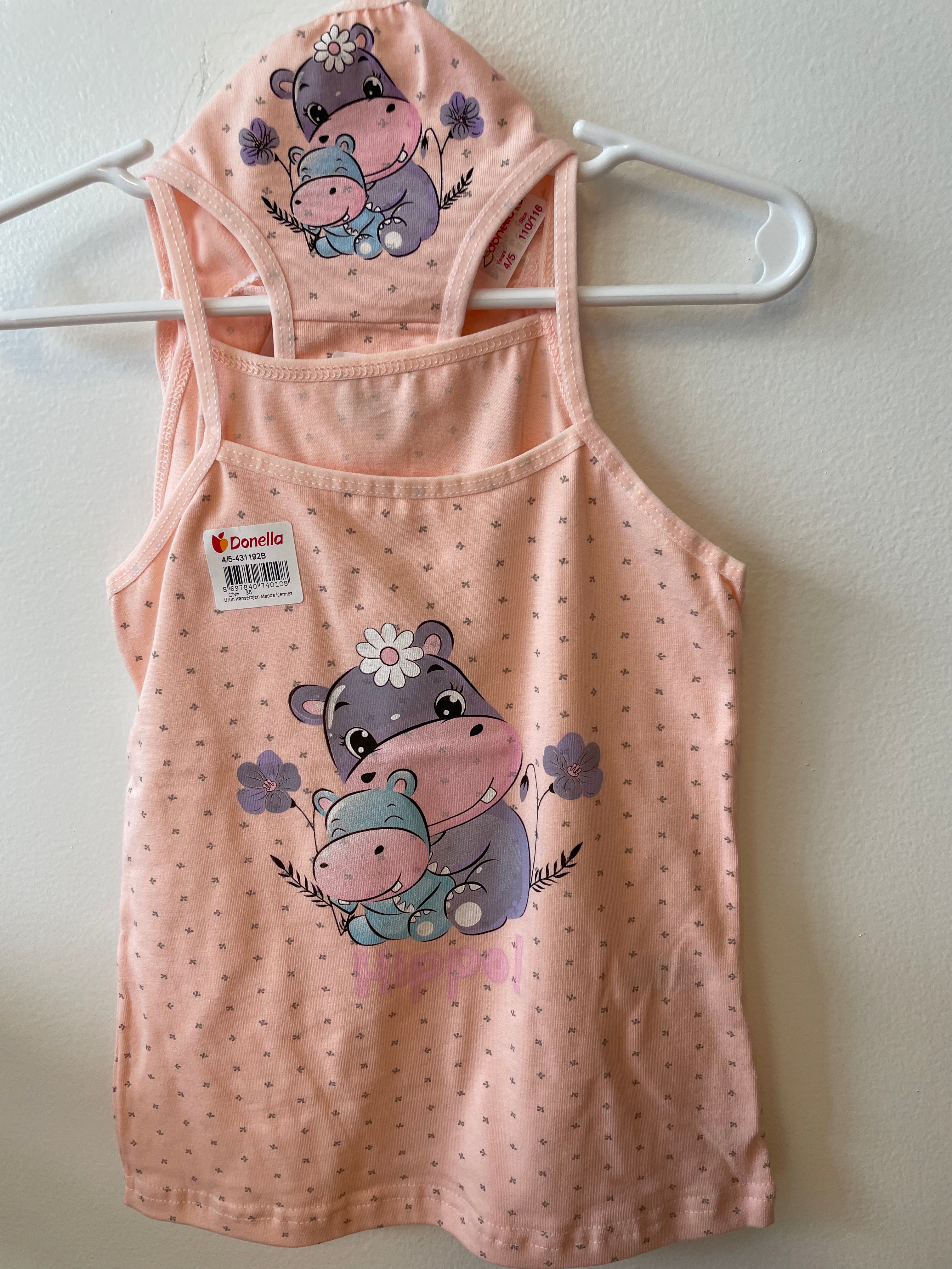 Comfy 100% Cotton Underwear Set with Hippo Graphic