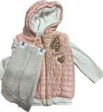 Stylish Girls Cozy 3 piece jogger and puffer vest hoodie set (various colors)