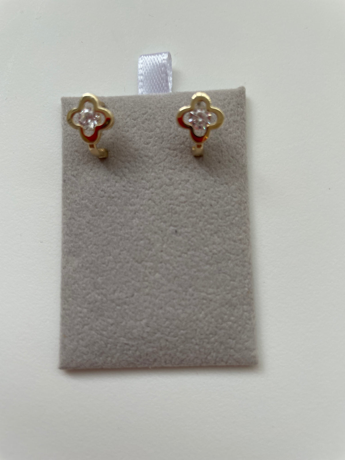 Clover Earrings with Cubic Zirconia - 14K Gold 1.80