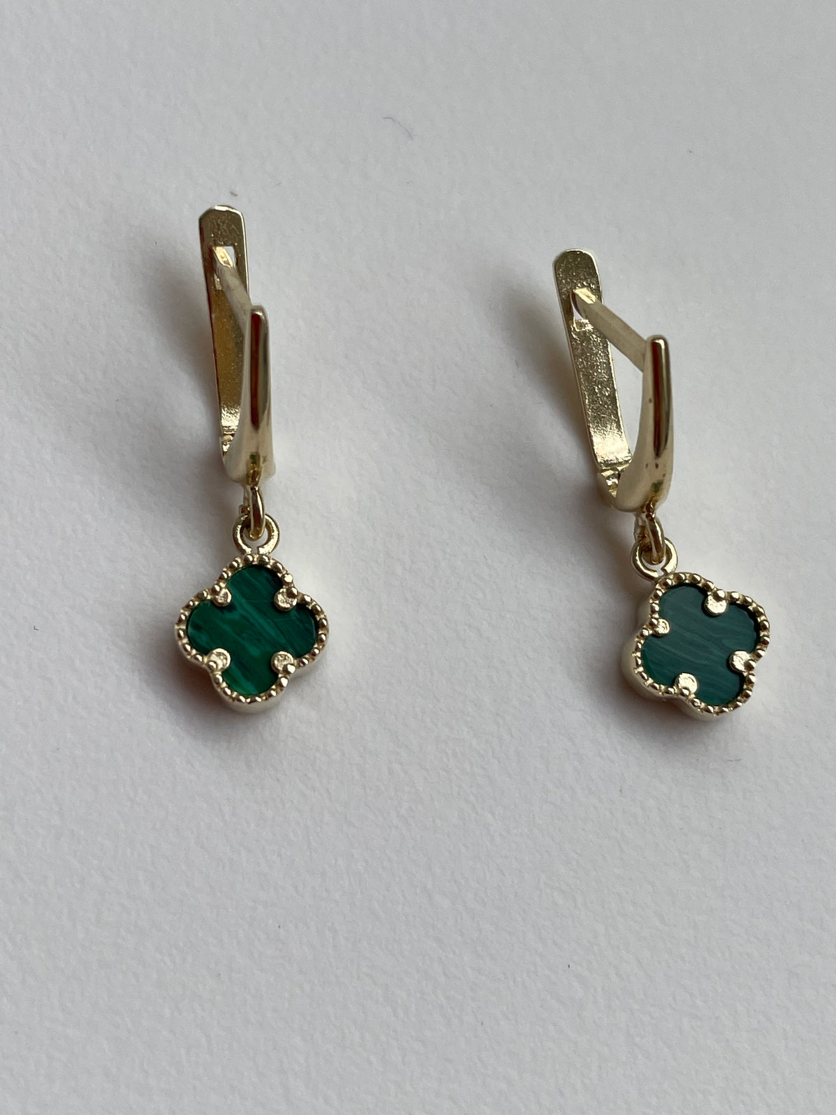 Green Clover (hanging) Earrings - 14K Gold 2.18