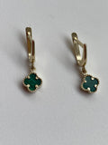 Green Clover (hanging) Earrings - 14K Gold 2.18