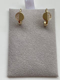 Half Moon Earrings with Cubic Zirconia - 14K Gold 1.65