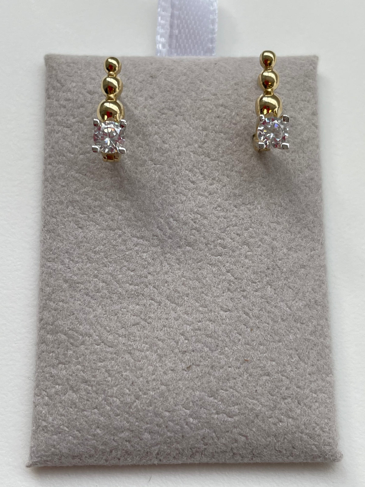 Graduated Drop (Cubic Zirconia) Earrings - 14K Gold 1.58