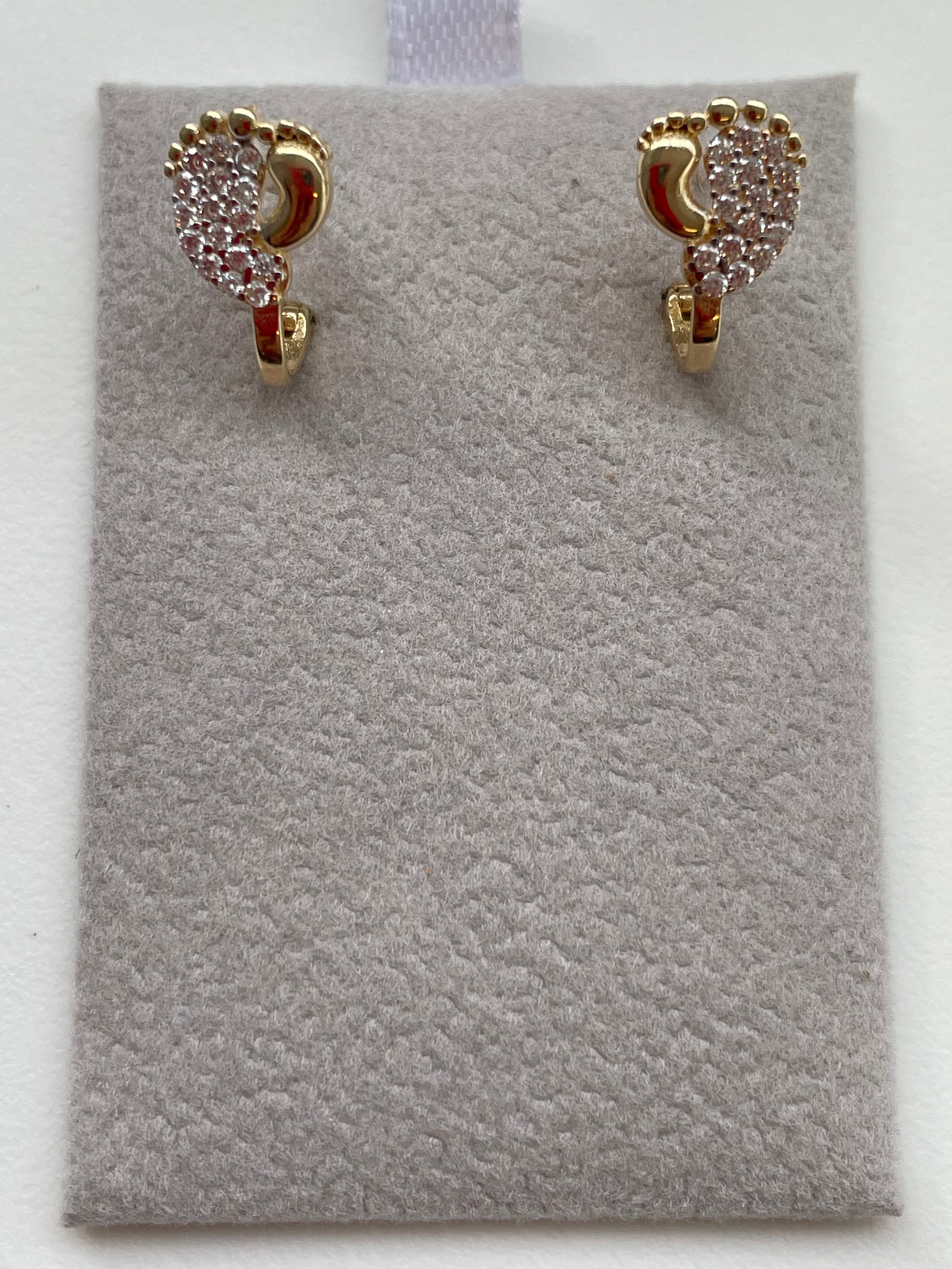 Pave' Feet (Cubic Zirconia) Earrings - 14K Gold 1.85