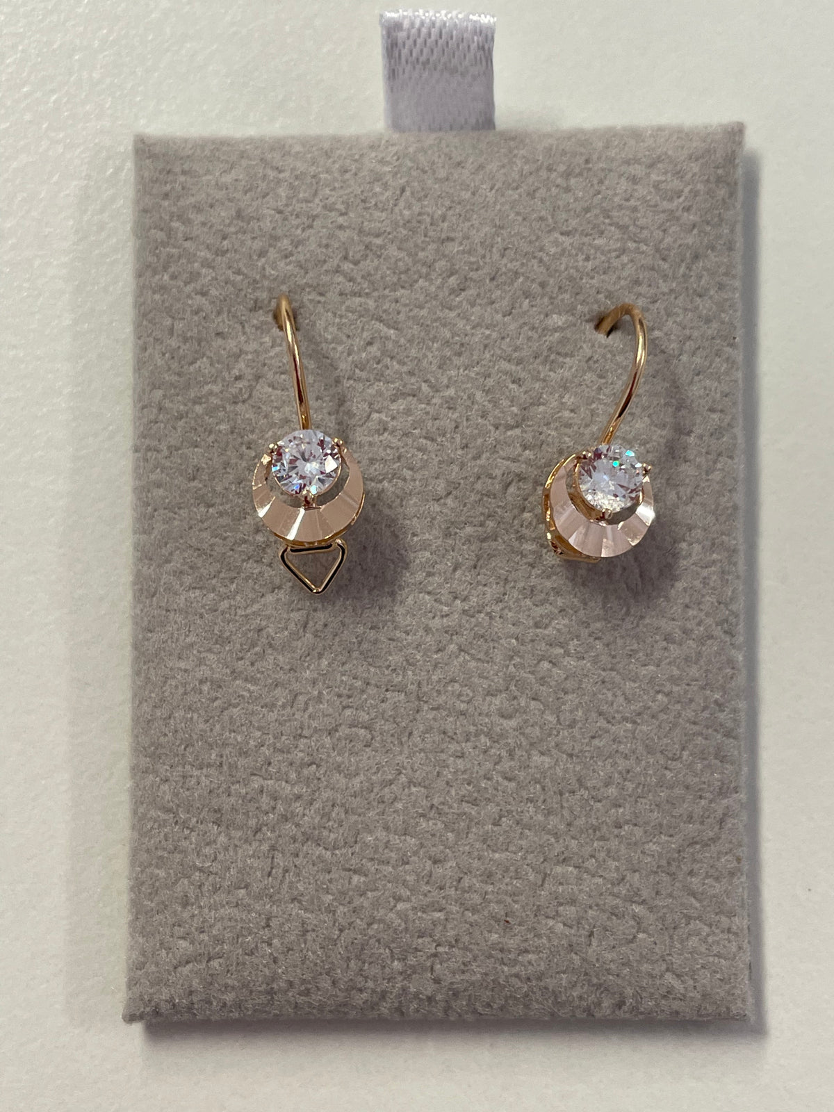 Crescent Moon Earrings with Cubic Zirconia - 14K Rose Gold 1.11