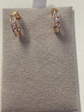 Channel Set Hoop Earrings with Cubic Zirconia - 14K Rose Gold 1.25