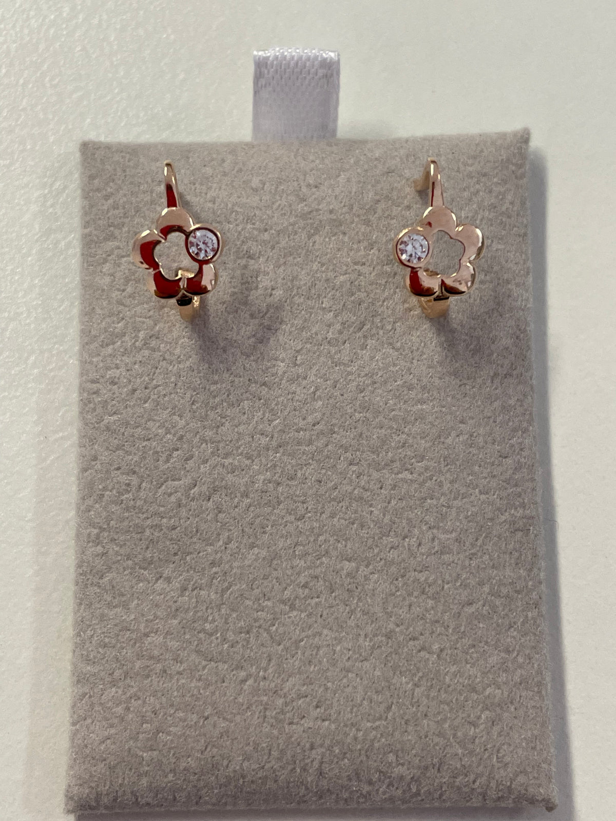 Cute-sy Flower Earrings with Cubic Zirconia - 14K Rose Gold 1.25