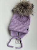 Toddler Girls Swirl Knit Hat with Pom Pom