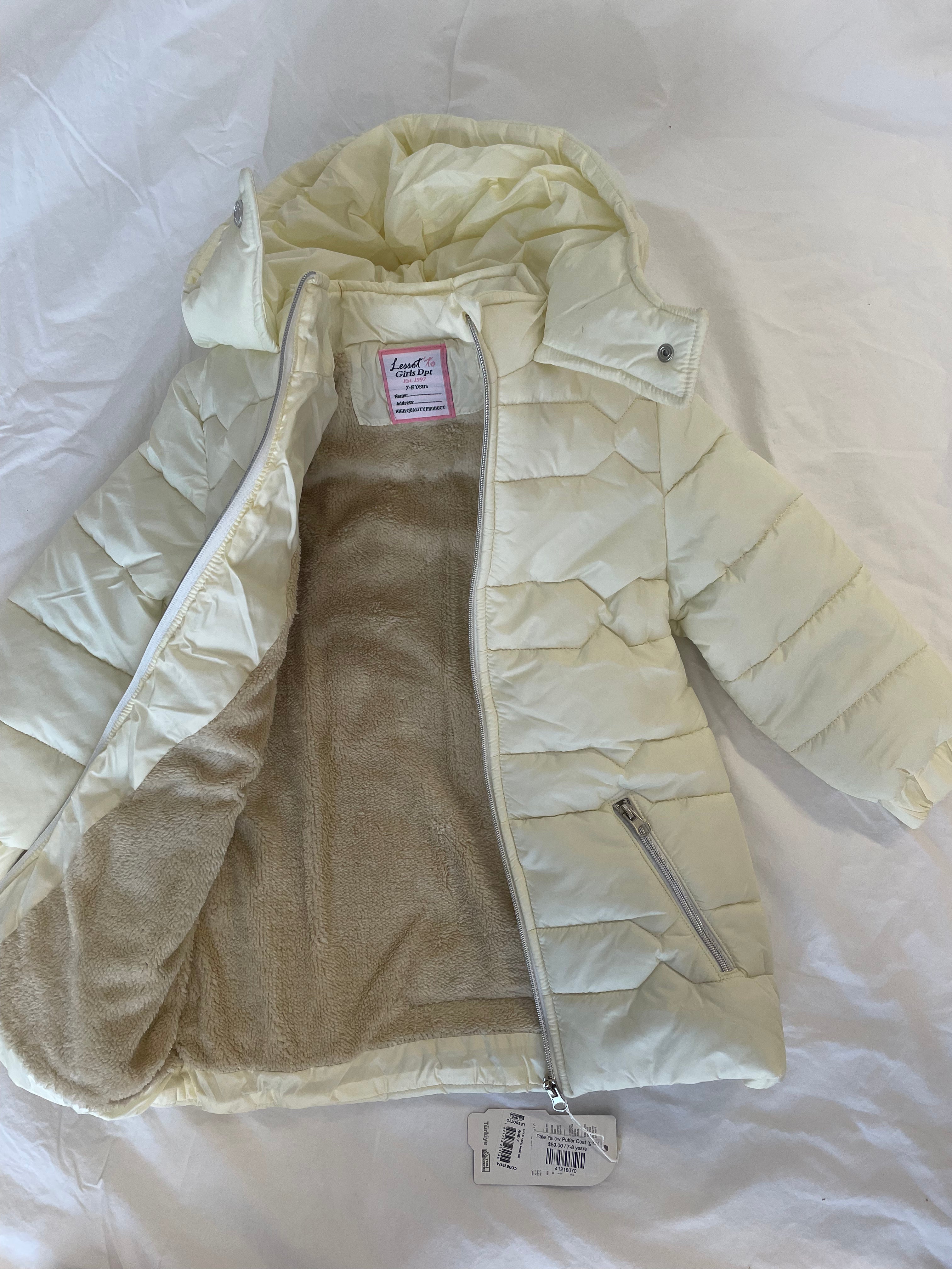 Pale Yellow Puffer Coat (girls)