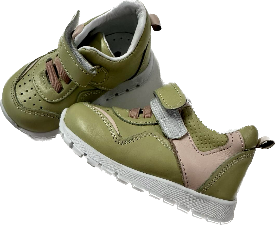 Genuine Leather Shoes w/ Orthopedic Insole - Light Green Sneakers