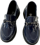 Faux Leather Shoes w/ Orthopedic Insole - Navy Faux Patent Loafers