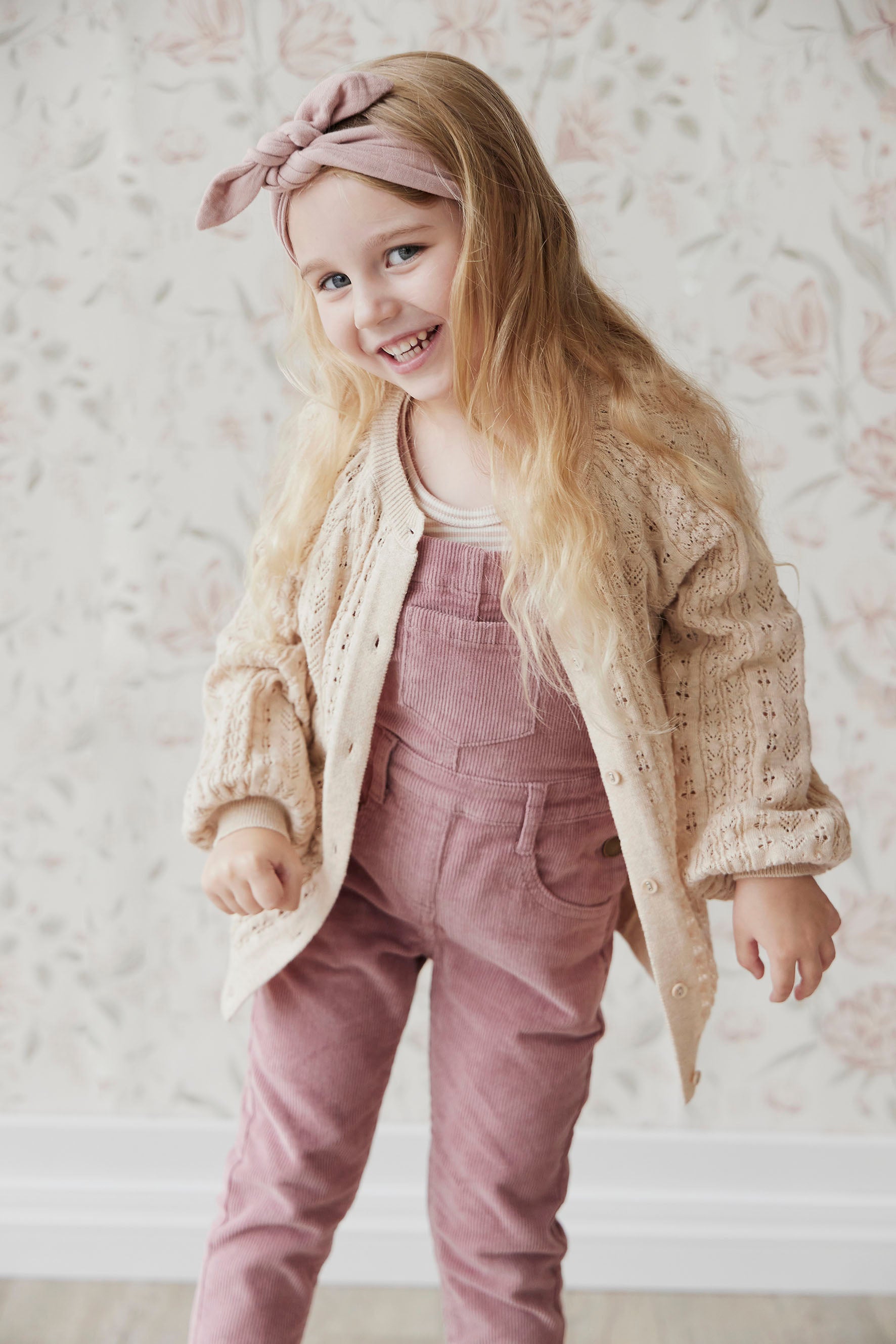 Knitted Freya Pointelle Cardigan - Oatmeal