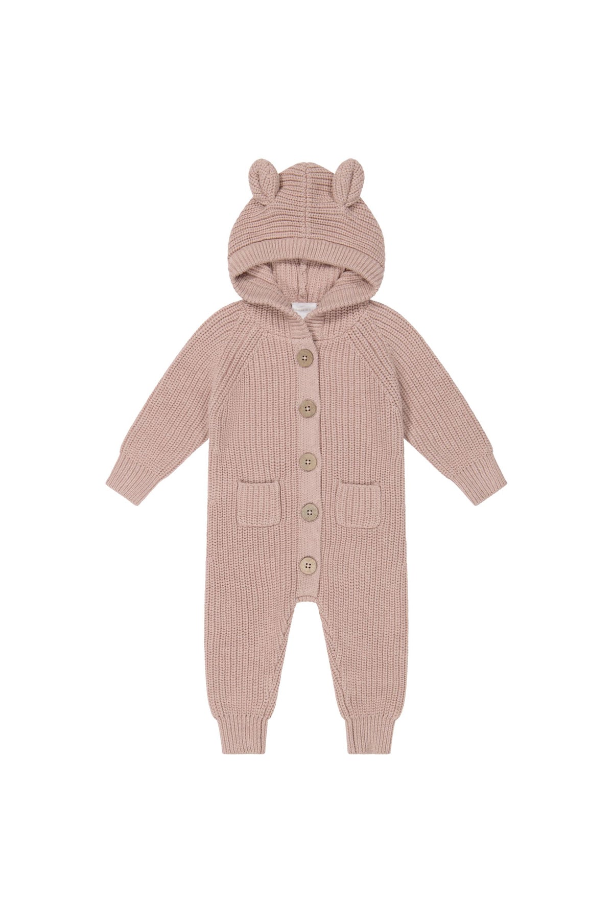 Luca Knitted Onepiece - Mahogany Rose Marle - 100% Cotton Soft Warm Onesie